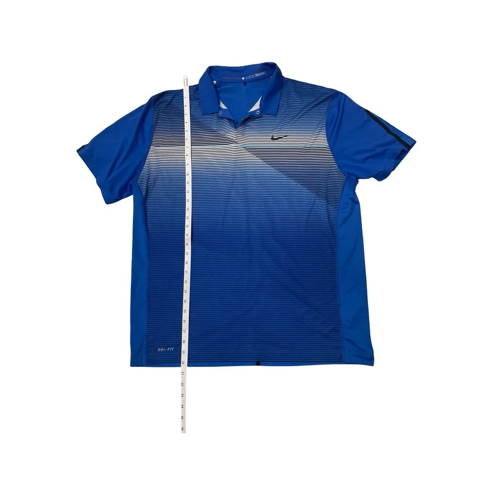Nike‎ Tiger Woods Collection Dri-FIT Golf Polo Shirt Blue Striped Mens XL